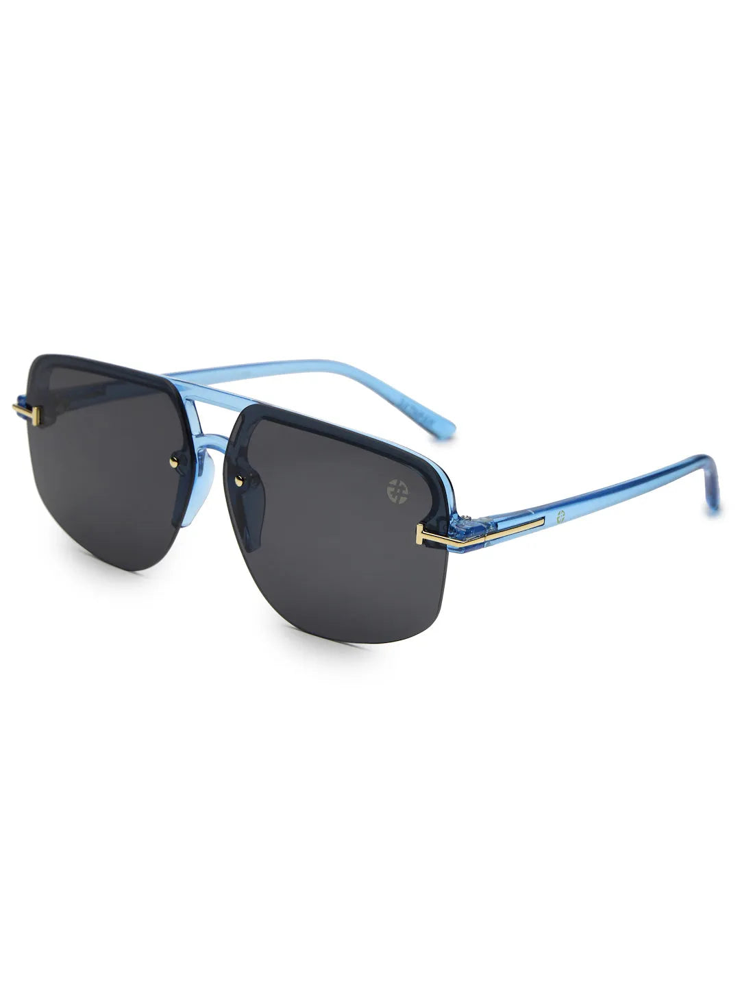 SEVA | Blue Medium Half Rim Square Sunglasses for Men & Women [UV-protected]