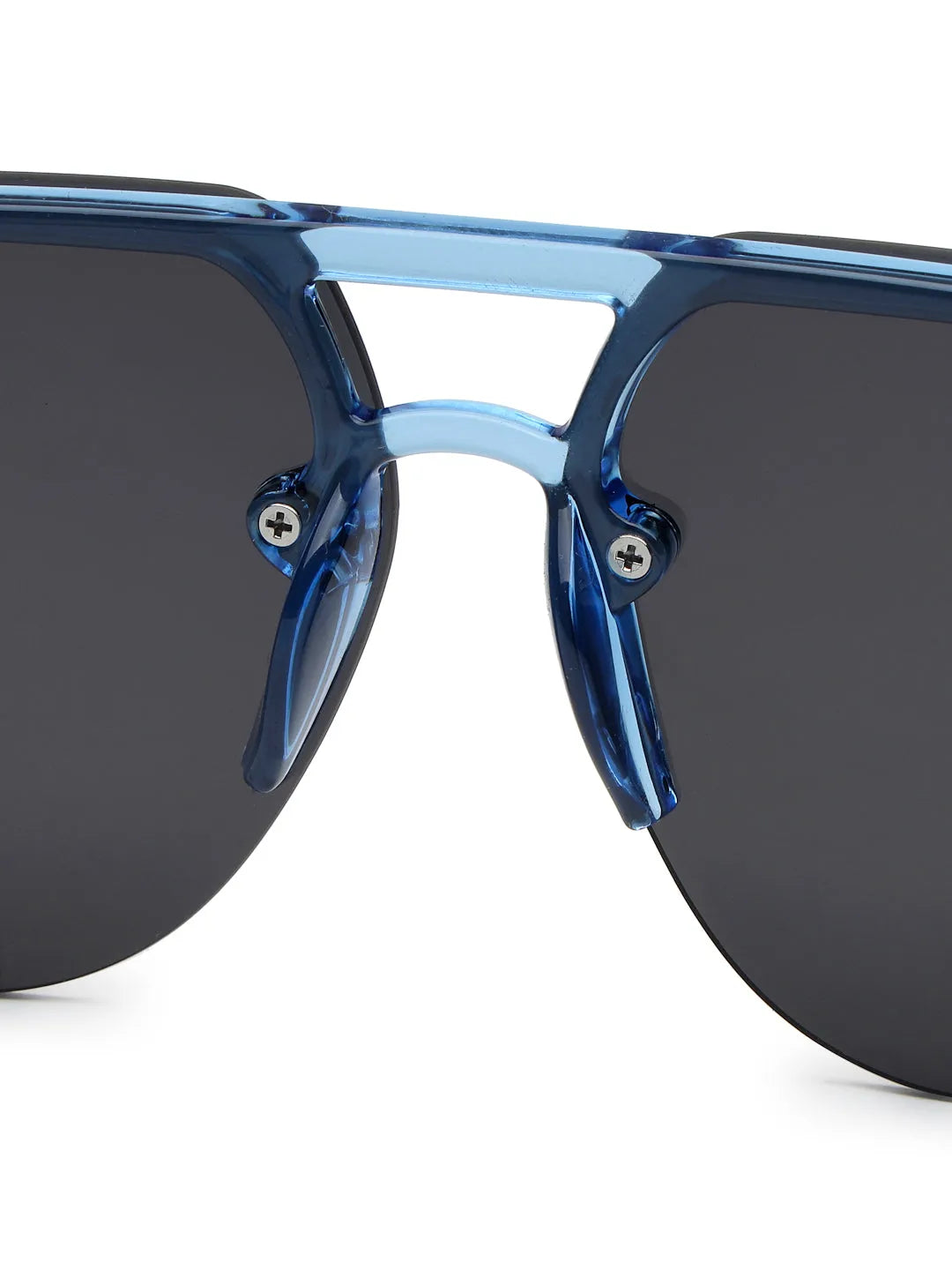 SEVA | Blue Medium Half Rim Square Sunglasses for Men & Women [UV-protected]