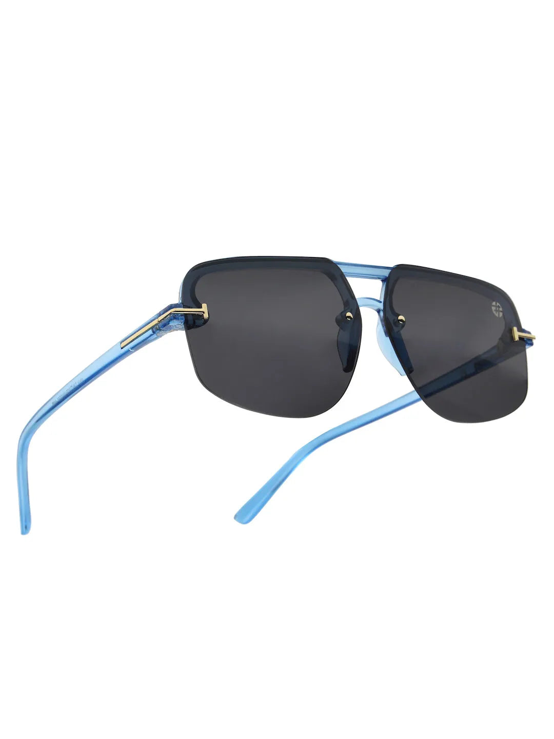 SEVA | Blue Medium Half Rim Square Sunglasses for Men & Women [UV-protected]