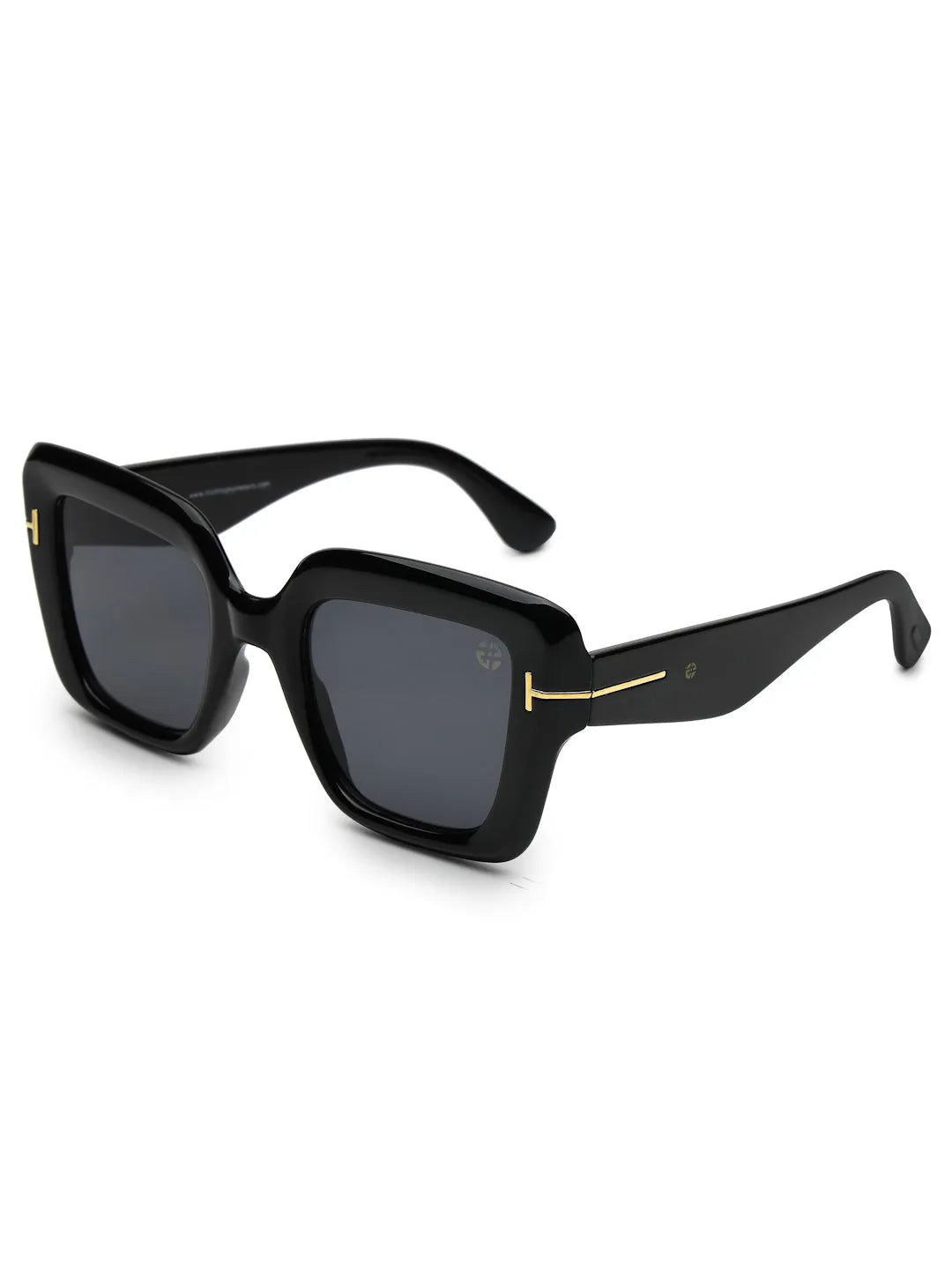 GlareGuard | Black Medium Full Rim Square Sunglasses for Men & Women [UV-protected]