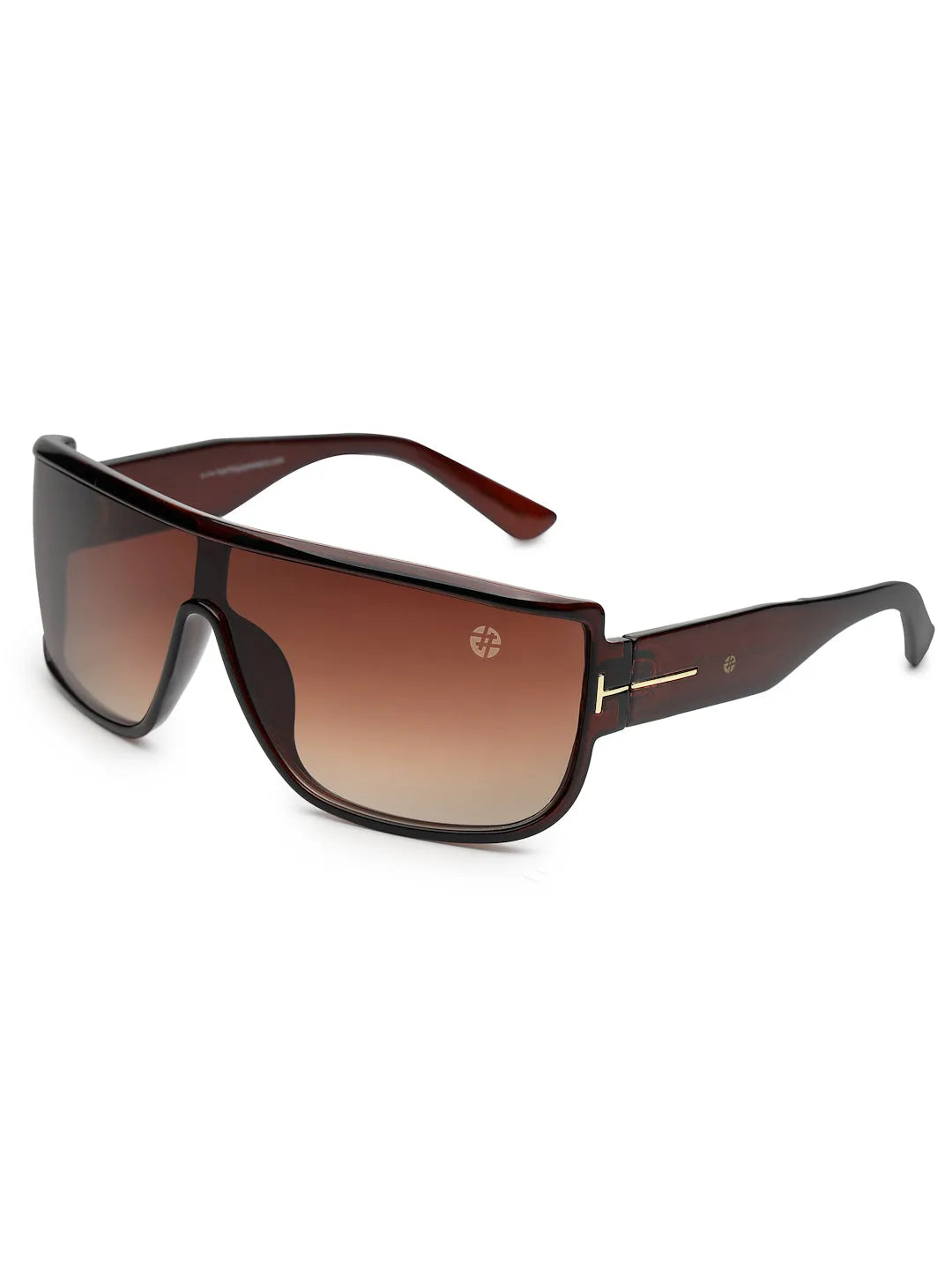 Texas | Brown Medium Full Rim Shield Sunglasses for Men & Women [UV-protected]