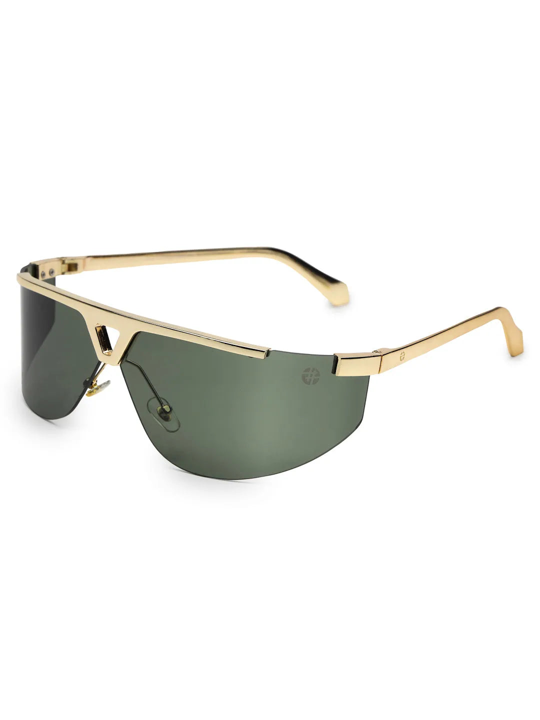 Tri-Angle | Golden Large Rim Less Rectangle Sunglasses for Men & Women [UV-protected]