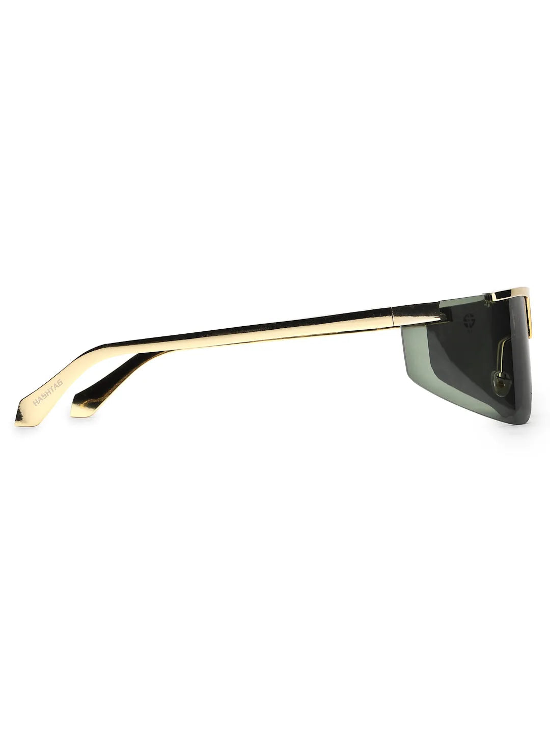 Tri-Angle | Golden Large Rim Less Rectangle Sunglasses for Men & Women [UV-protected]