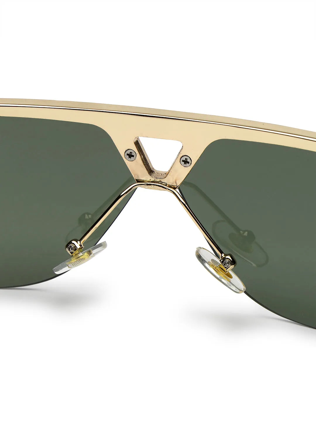 Tri-Angle | Golden Large Rim Less Rectangle Sunglasses for Men & Women [UV-protected]