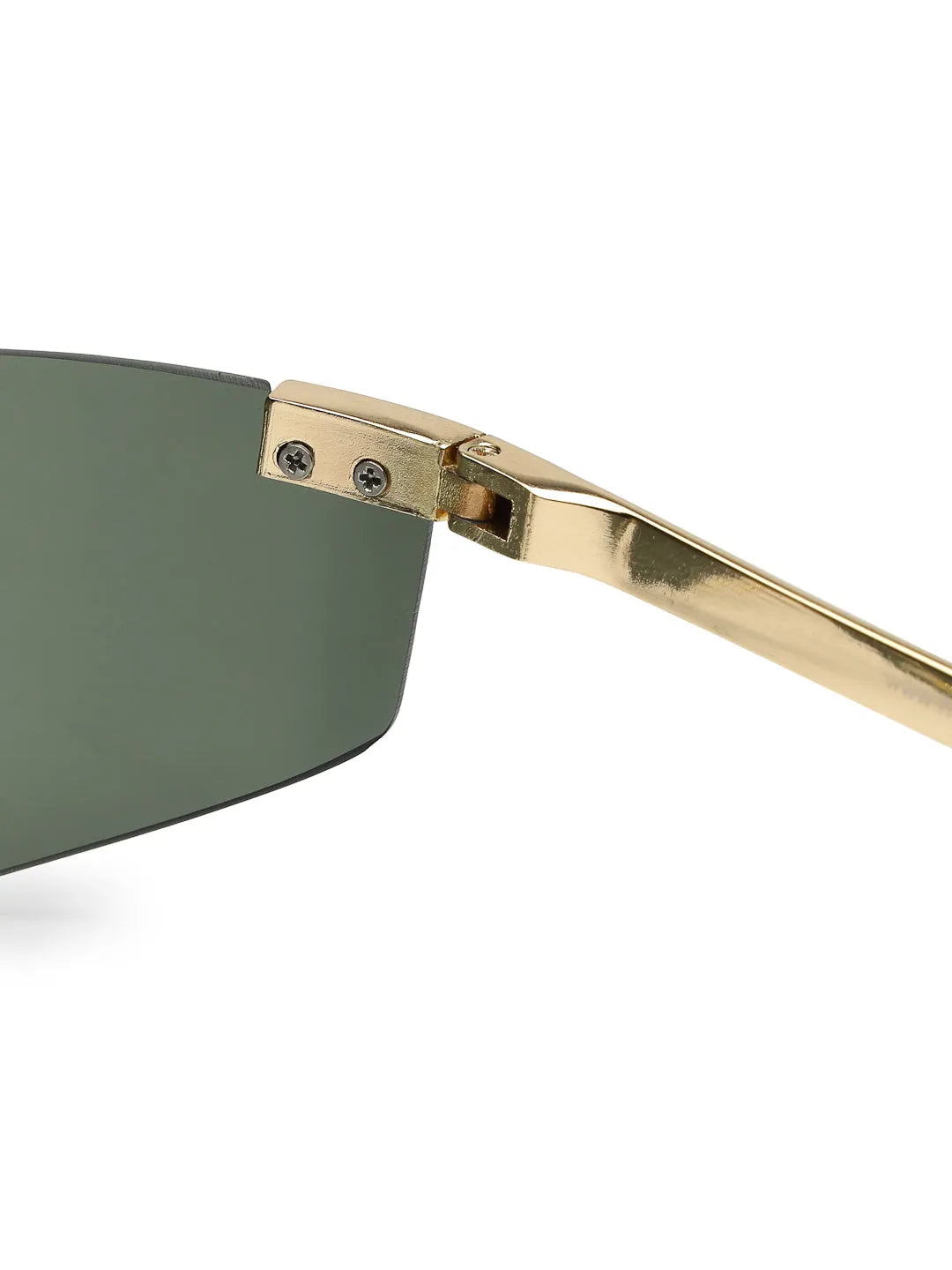 Tri-Angle | Golden Large Rim Less Rectangle Sunglasses for Men & Women [UV-protected]