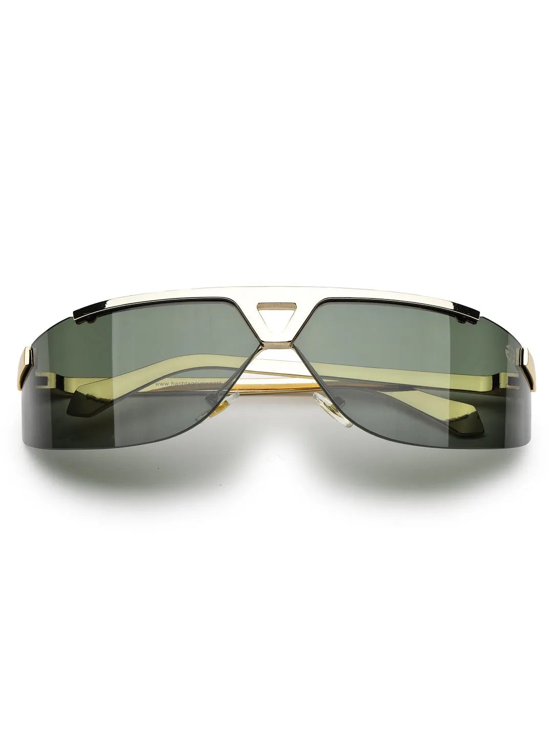 Tri-Angle | Golden Large Rim Less Rectangle Sunglasses for Men & Women [UV-protected]