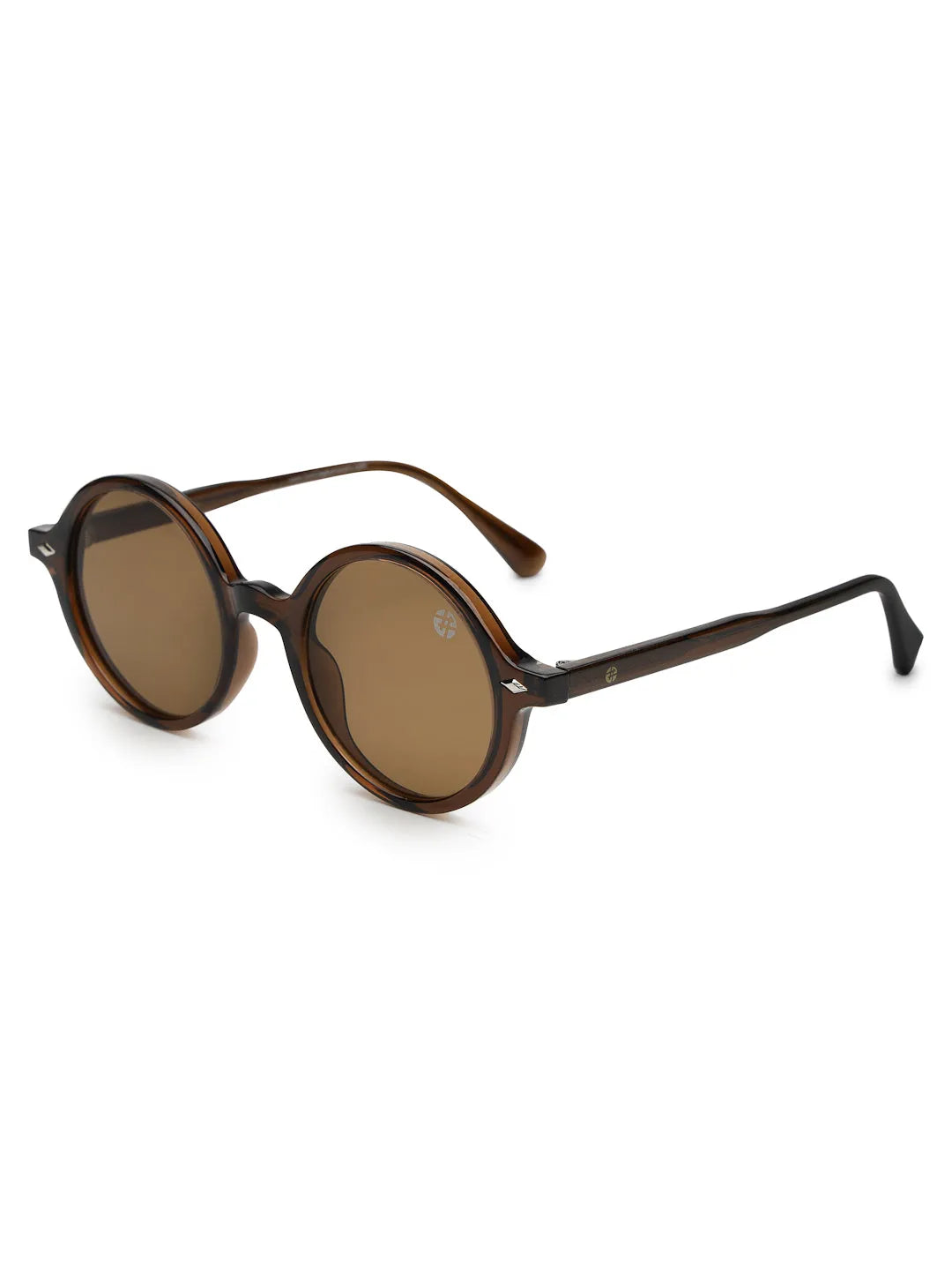 Retro | Brown Medium Full Rim Round Sunglasses for Men & Women [UV-protected]