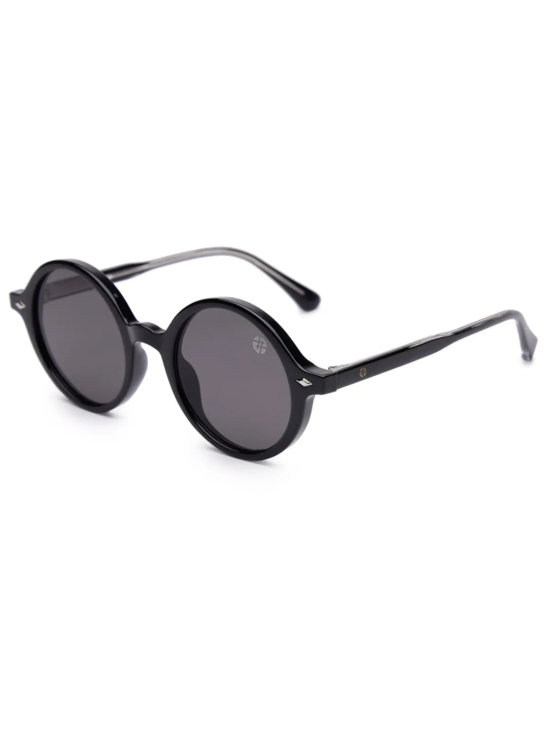 Retro | Black Medium Full Rim Round Sunglasses for Men & Women [UV-protected]