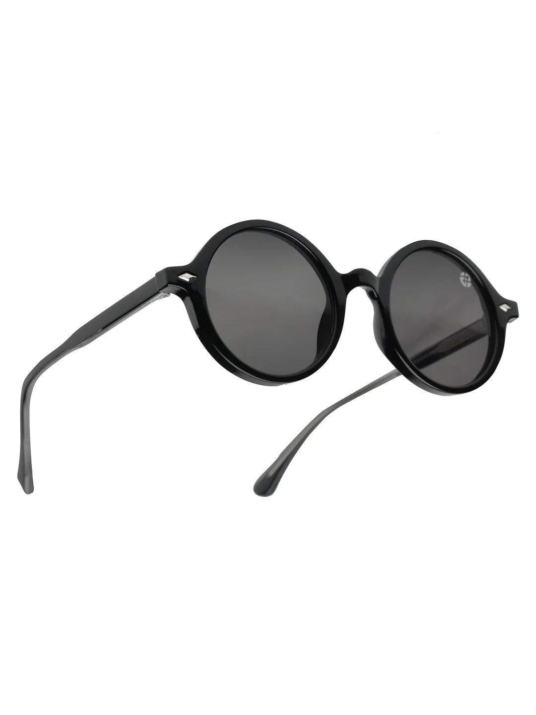 Retro | Black Medium Full Rim Round Sunglasses for Men & Women [UV-protected]