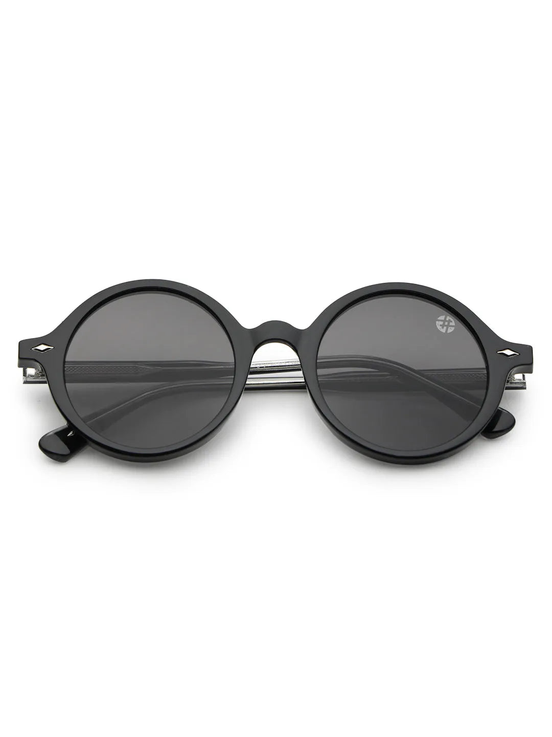 Retro | Black Medium Full Rim Round Sunglasses for Men & Women [UV-protected]