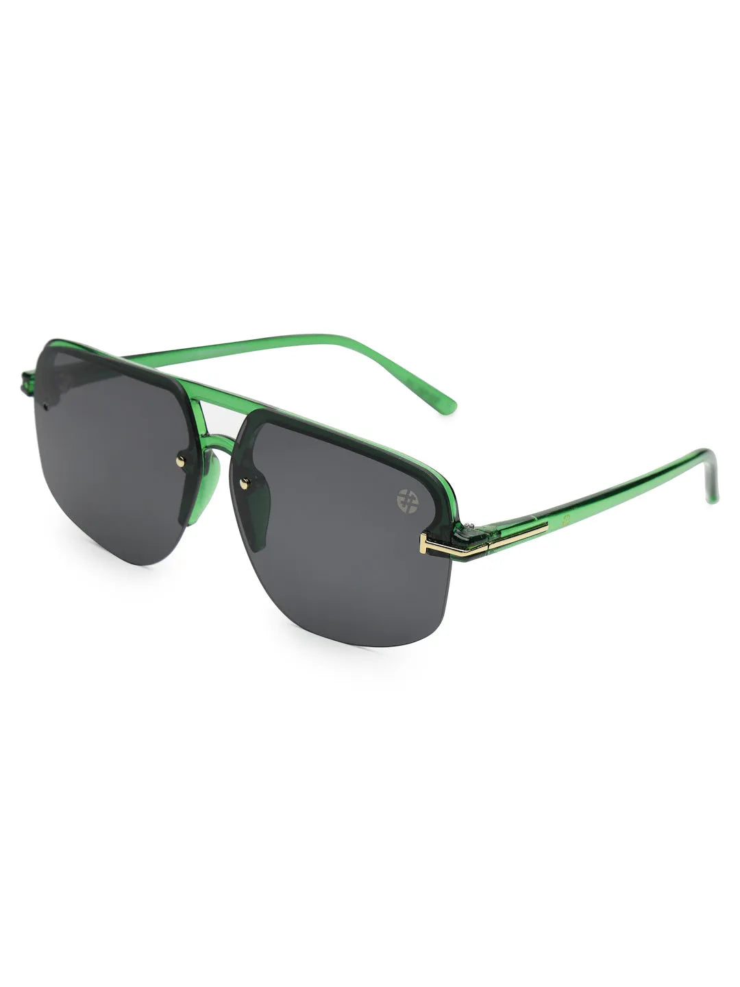 SEVA | Green Medium Half Rim Square Sunglasses for Men & Women [UV-protected]