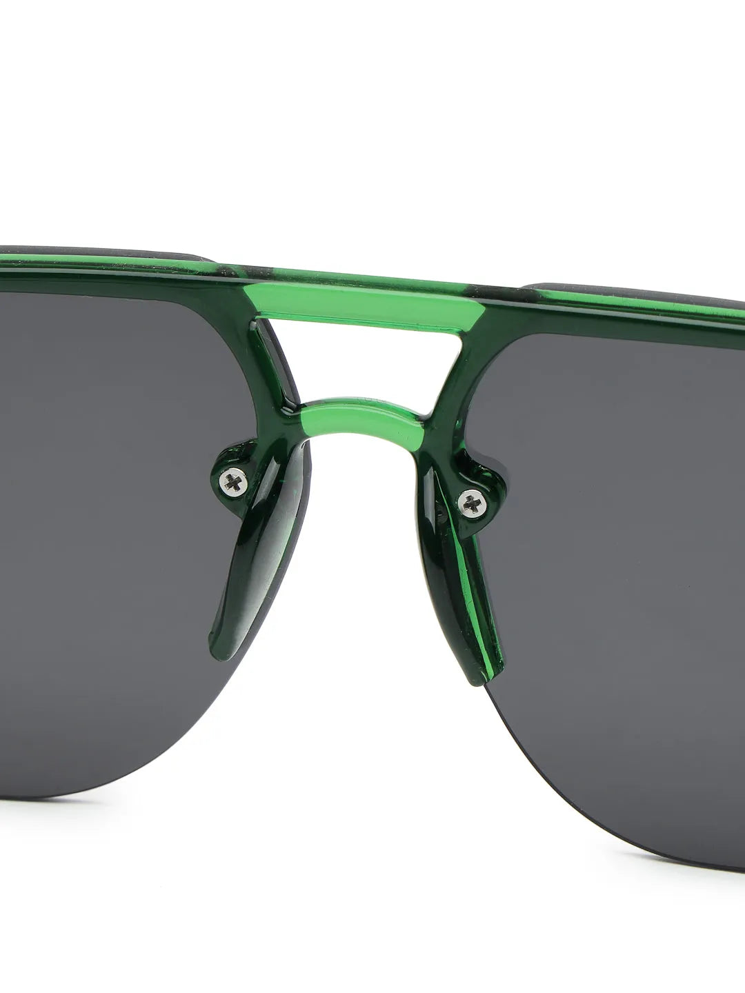 SEVA | Green Medium Half Rim Square Sunglasses for Men & Women [UV-protected]