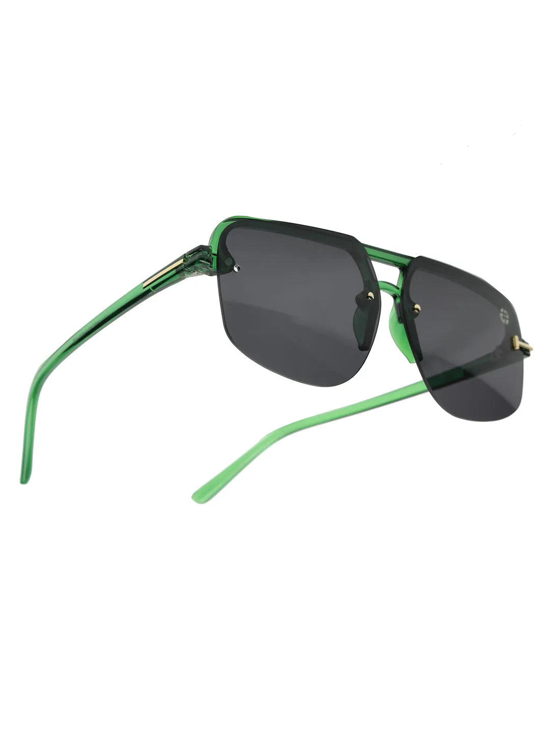 SEVA | Green Medium Half Rim Square Sunglasses for Men & Women [UV-protected]