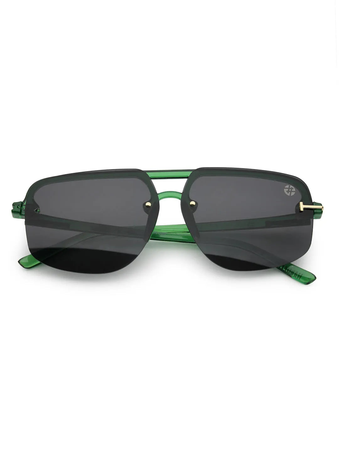 SEVA | Green Medium Half Rim Square Sunglasses for Men & Women [UV-protected]