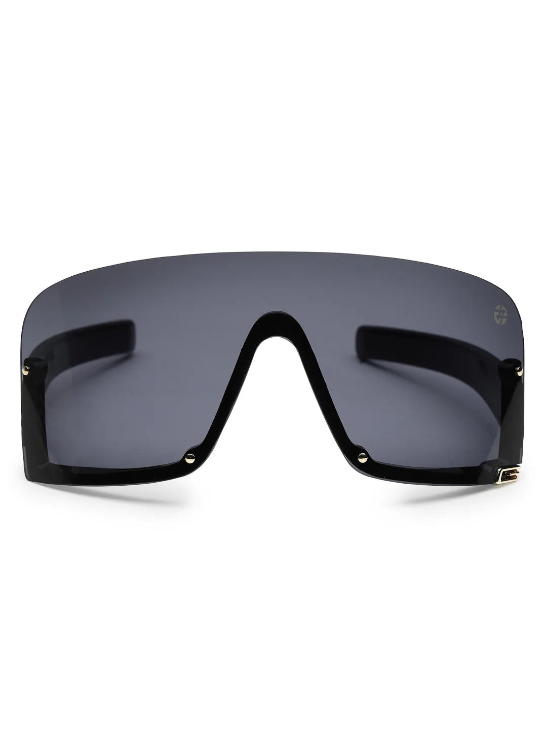 Lyrion | Black Medium Half Rim Shield Sunglasses for Men & Women [UV-protected]