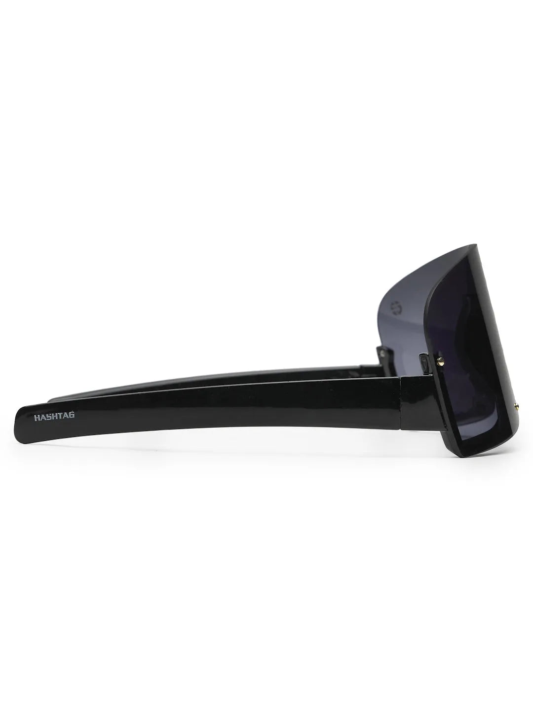 Lyrion | Black Medium Half Rim Shield Sunglasses for Men & Women [UV-protected]