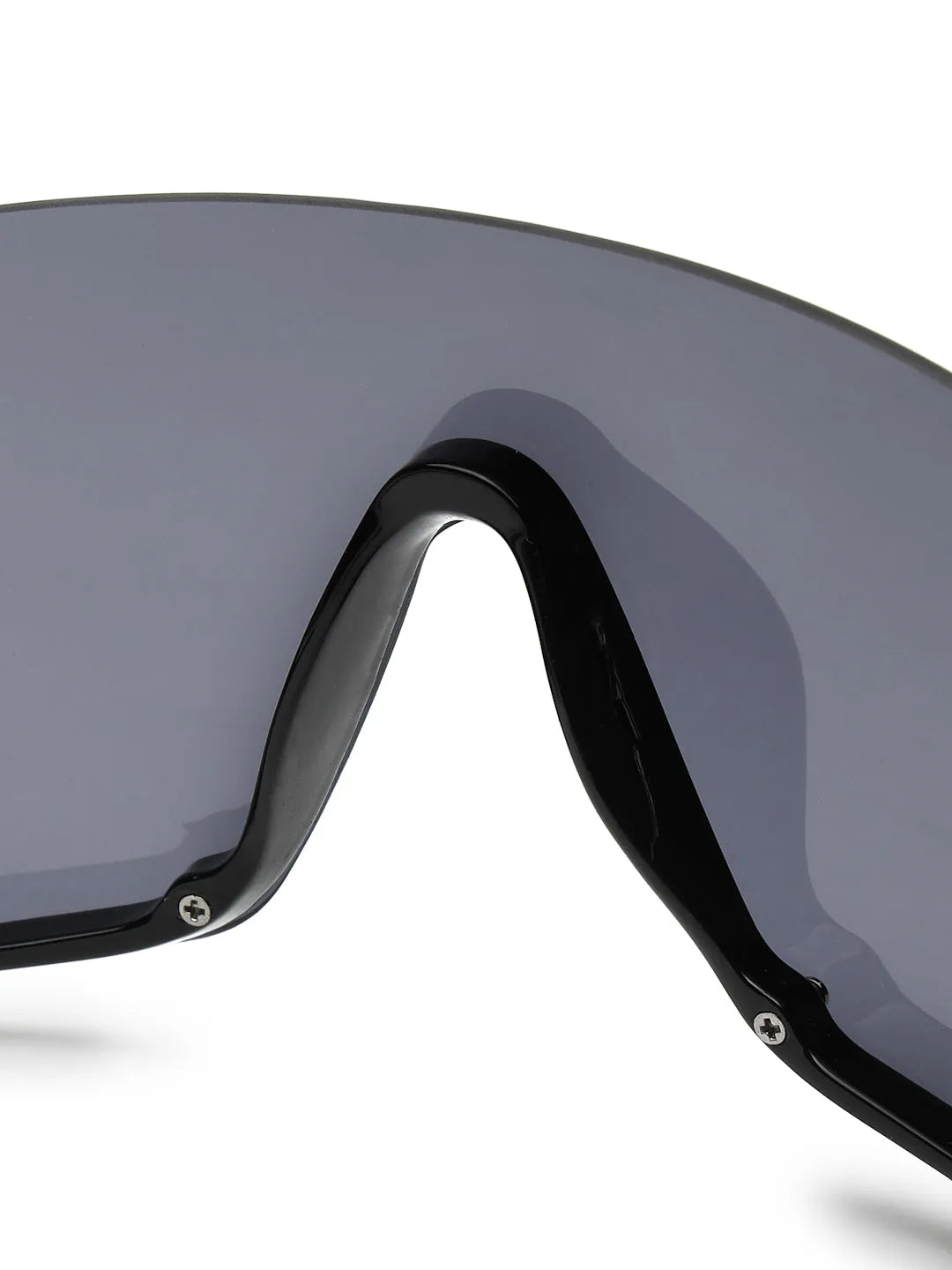 Lyrion | Black Medium Half Rim Shield Sunglasses for Men & Women [UV-protected]