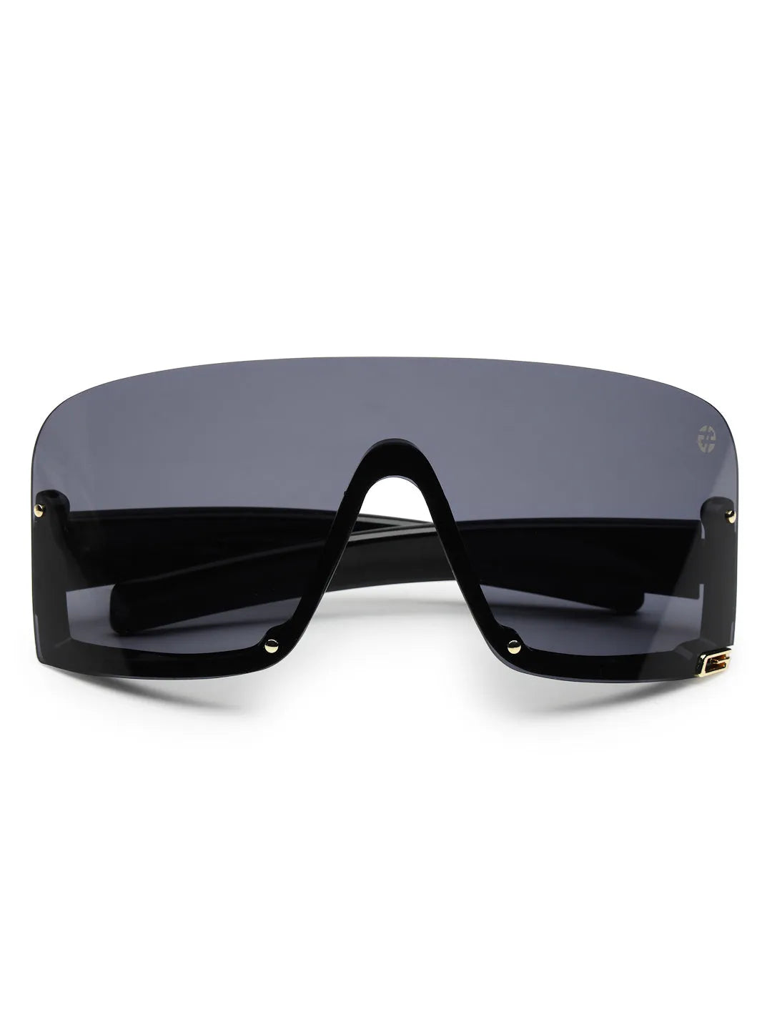 Lyrion | Black Medium Half Rim Shield Sunglasses for Men & Women [UV-protected]