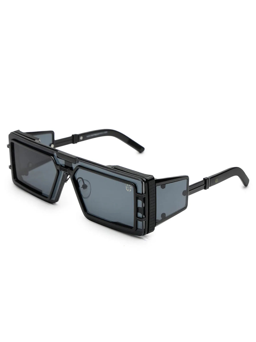 Lythara | Black Medium Full Rim Rectangle Sunglasses for Men & Women [UV-protected]