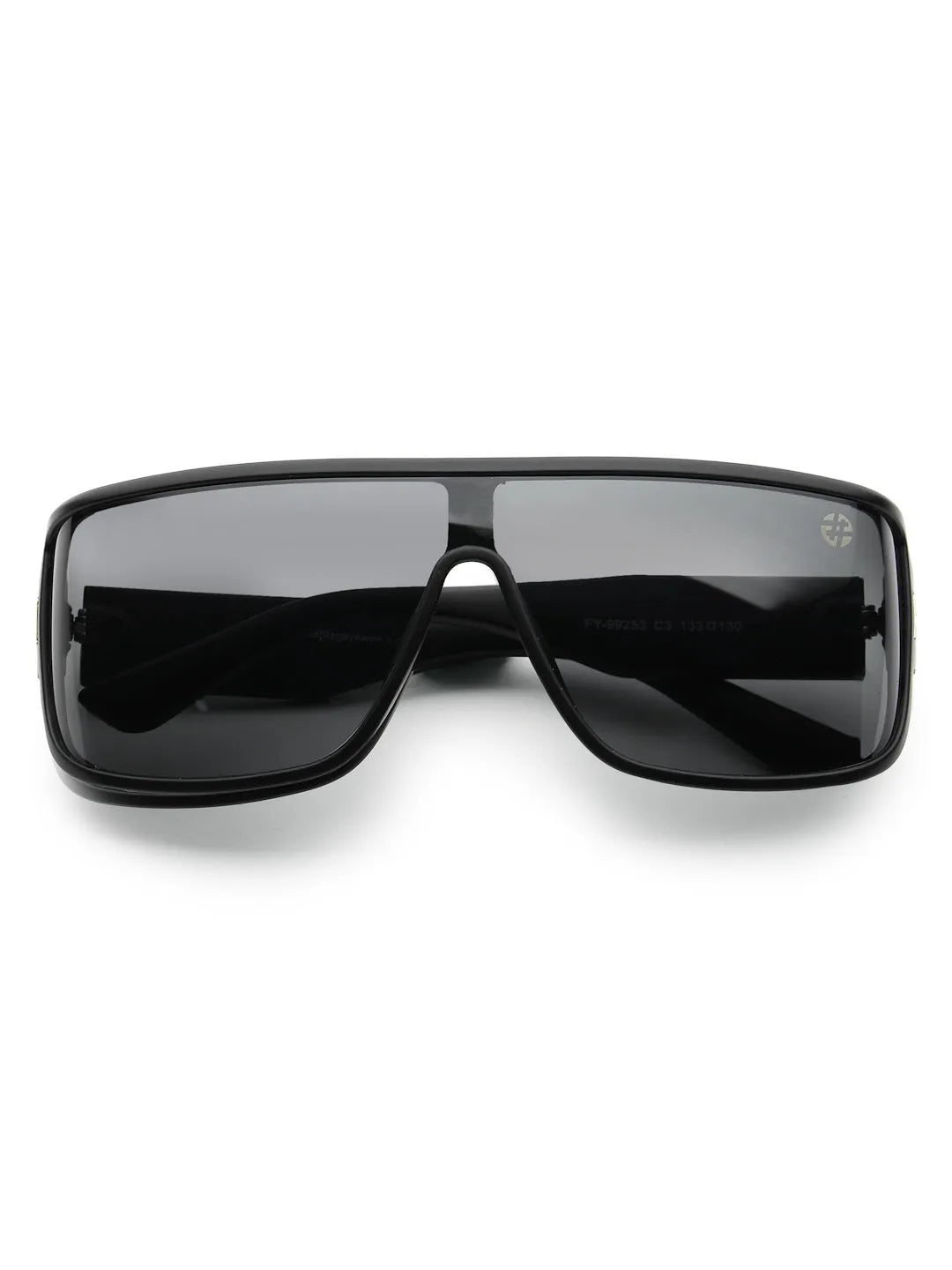 Texas | Black Medium Full Rim Shield Sunglasses for Men & Women [UV-protected]