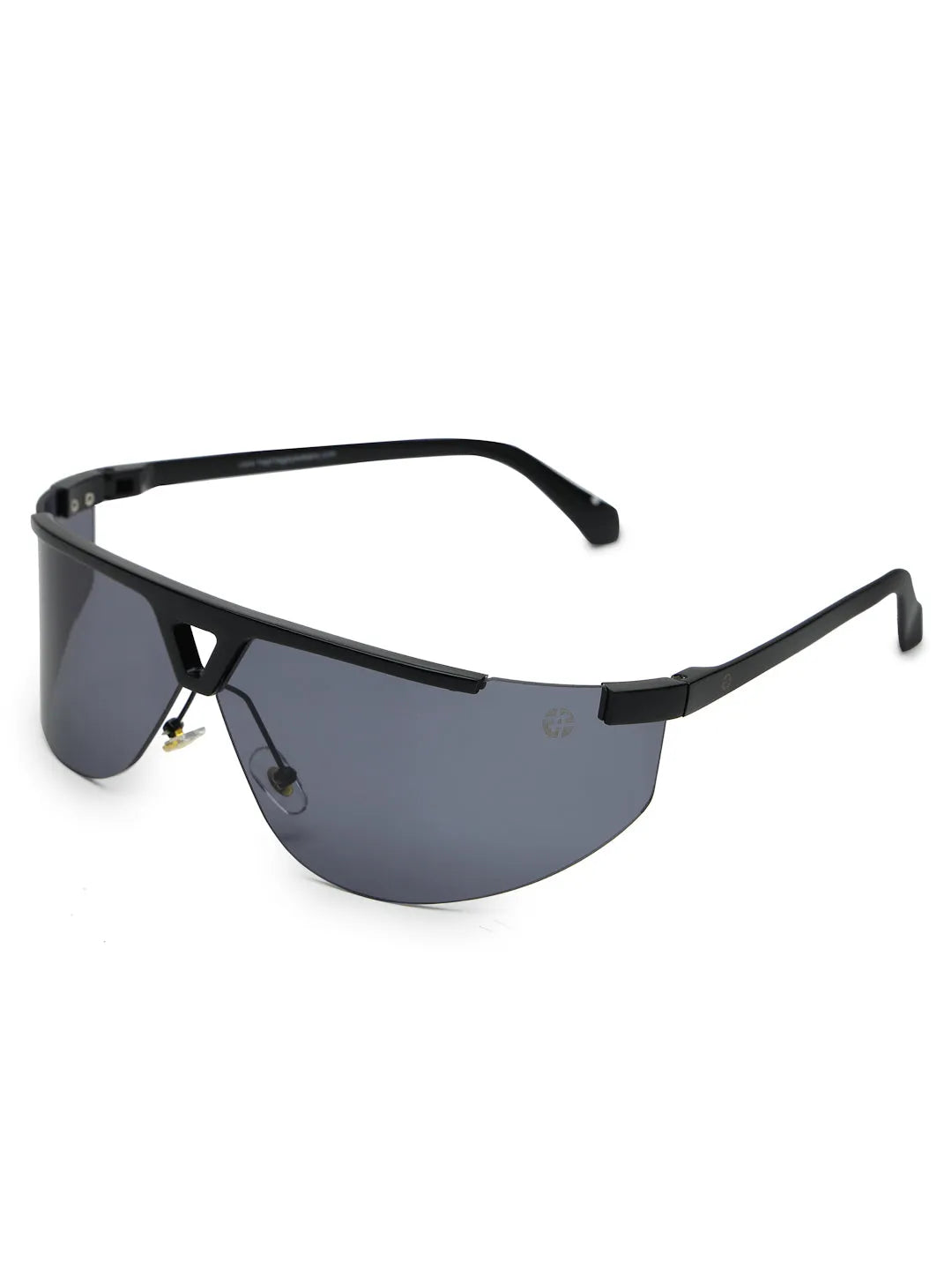 Tri-Angle | Black Large Rim Less Rectangle Sunglasses for Men & Women [UV-protected]