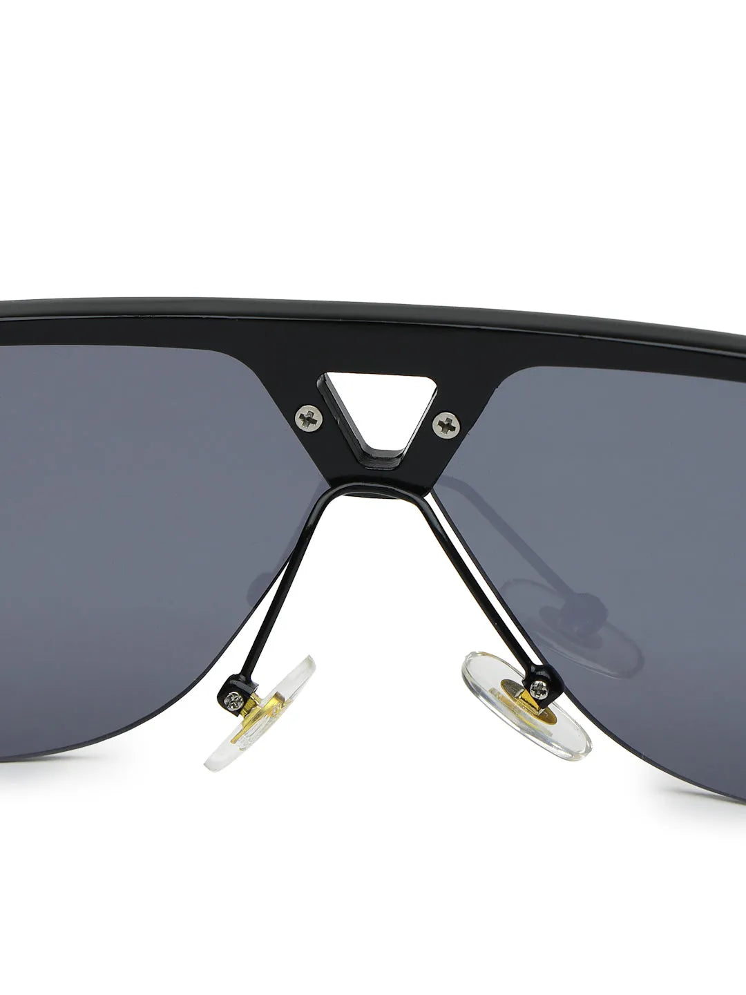 Tri-Angle | Black Large Rim Less Rectangle Sunglasses for Men & Women [UV-protected]
