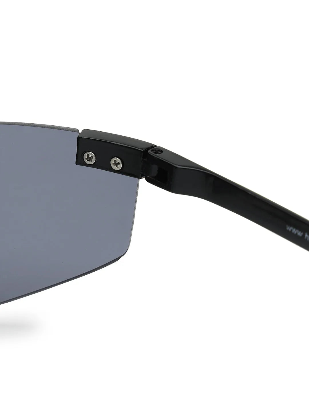 Tri-Angle | Black Large Rim Less Rectangle Sunglasses for Men & Women [UV-protected]