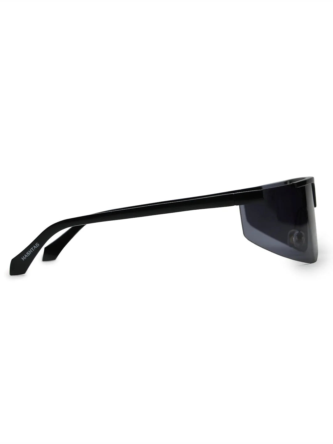 Tri-Angle | Black Large Rim Less Rectangle Sunglasses for Men & Women [UV-protected]