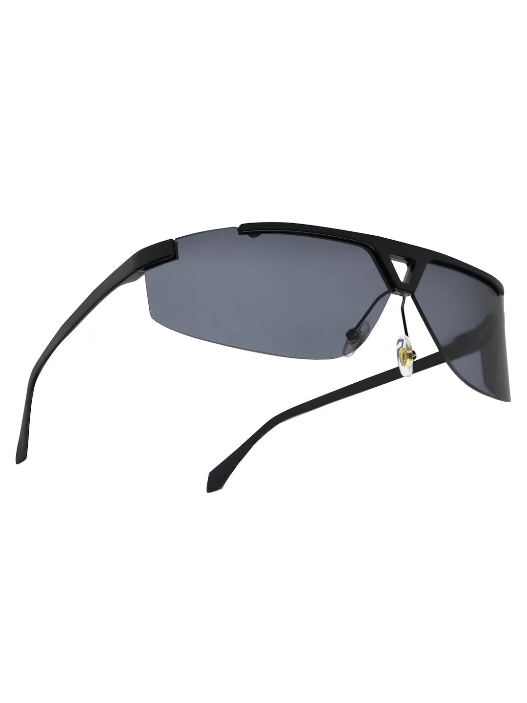 Tri-Angle | Black Large Rim Less Rectangle Sunglasses for Men & Women [UV-protected]