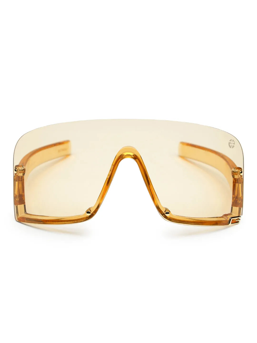 Lyrion | Orange Medium Half Rim Shield Sunglasses for Men & Women [UV-protected]