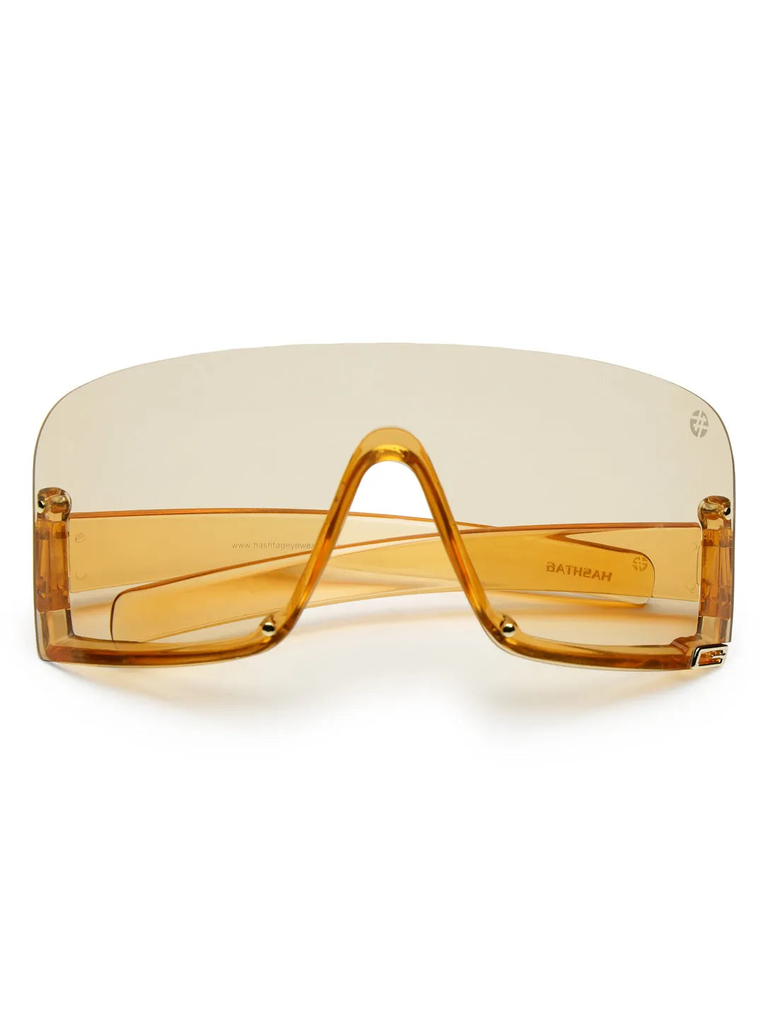 Lyrion | Orange Medium Half Rim Shield Sunglasses for Men & Women [UV-protected]