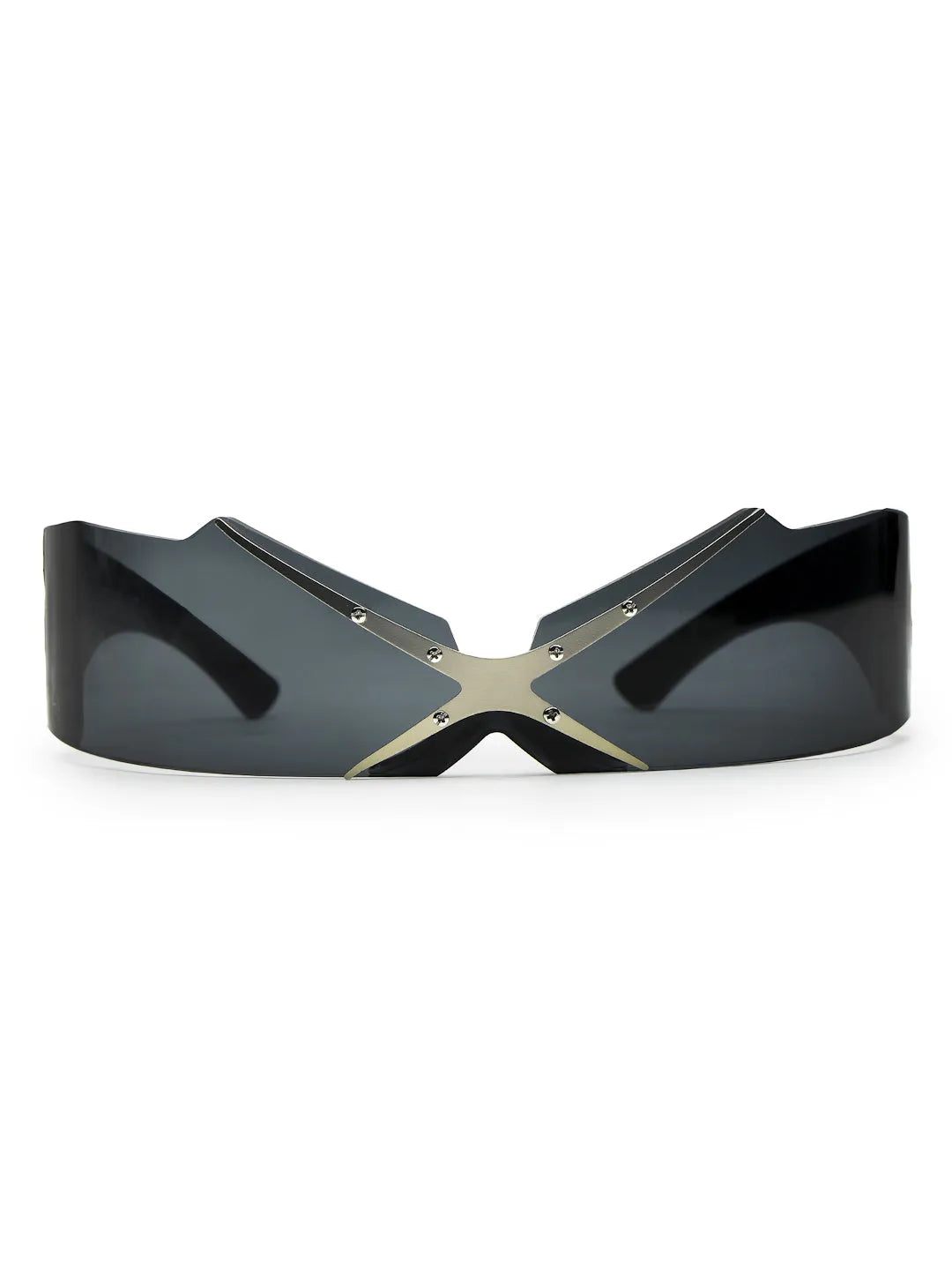 Eagle | Black Medium Rim Less Shield Sunglasses for Men & Women [UV-protected]
