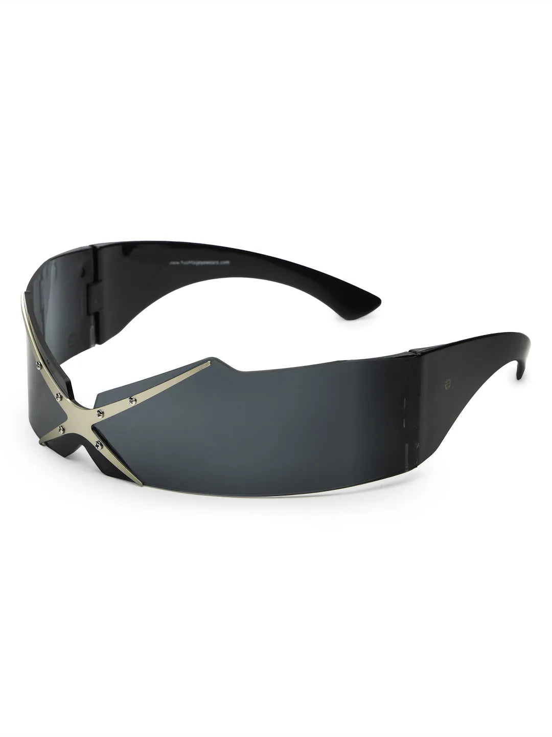 Eagle | Black Medium Rim Less Shield Sunglasses for Men & Women [UV-protected]