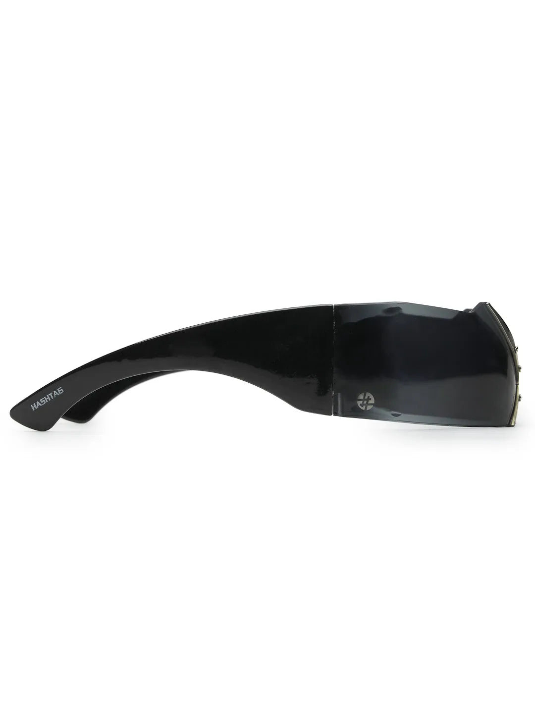 Eagle | Black Medium Rim Less Shield Sunglasses for Men & Women [UV-protected]