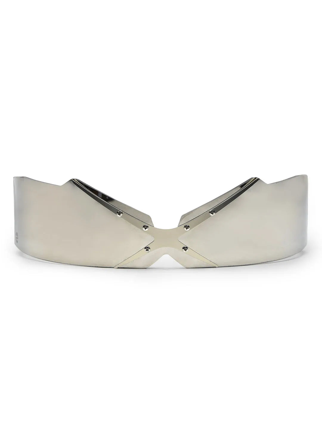 Eagle | Silver-Black Medium Rim Less Shield Sunglasses for Men & Women [UV-protected]