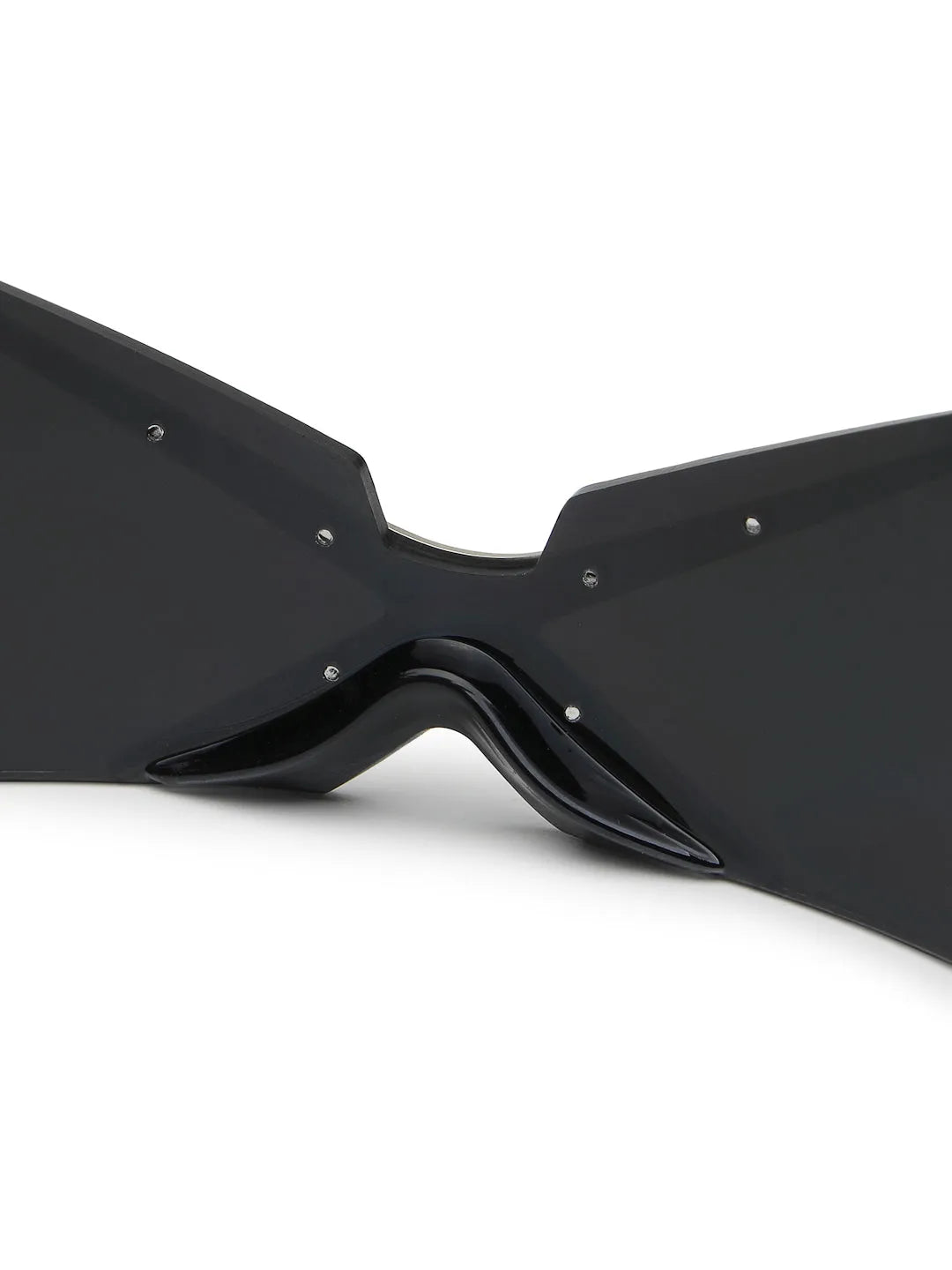 Eagle | Silver-Black Medium Rim Less Shield Sunglasses for Men & Women [UV-protected]