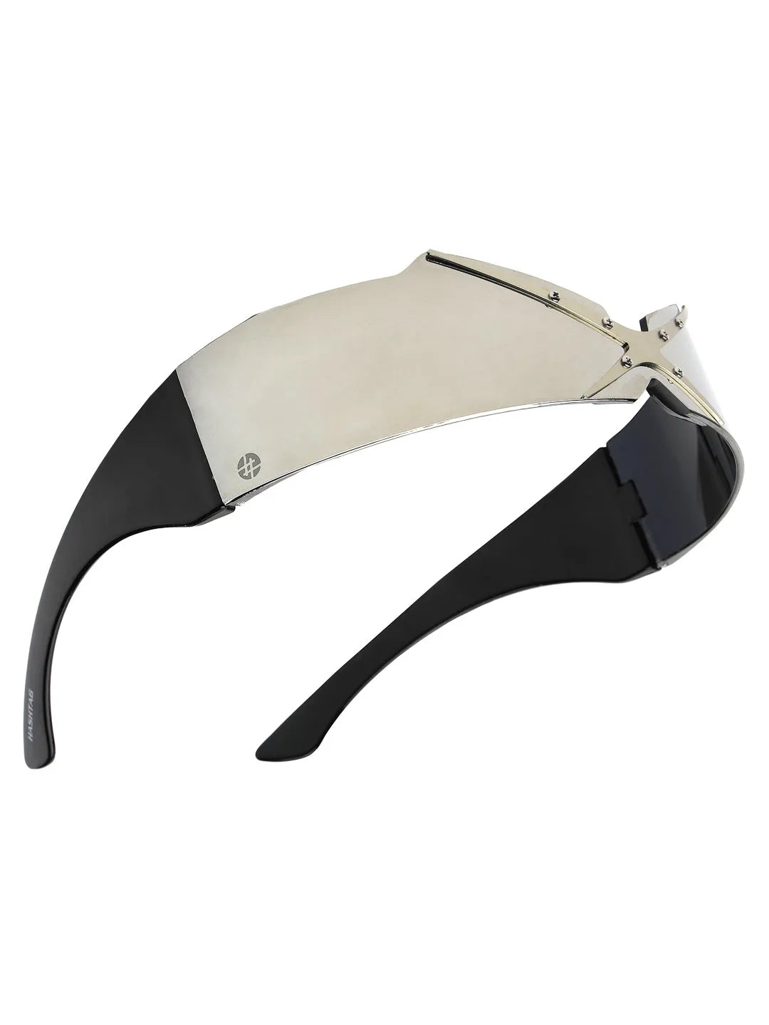 Eagle | Silver-Black Medium Rim Less Shield Sunglasses for Men & Women [UV-protected]
