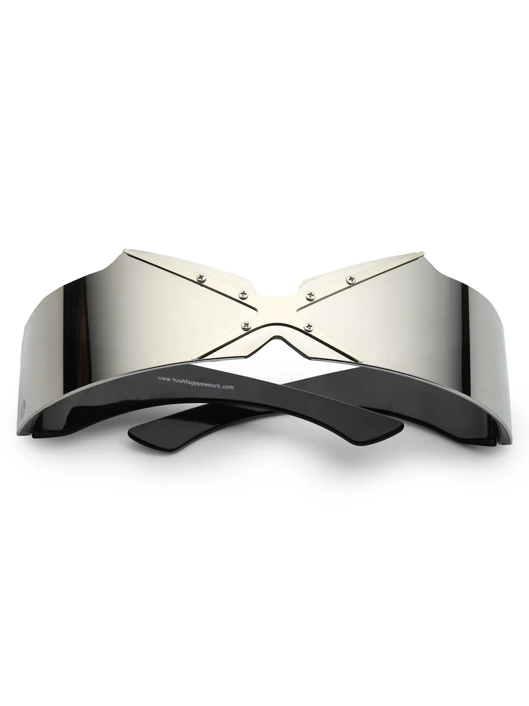 Eagle | Silver-Black Medium Rim Less Shield Sunglasses for Men & Women [UV-protected]