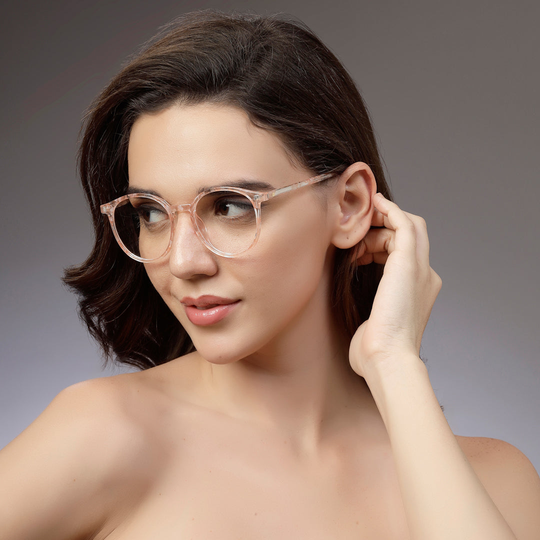 Aerion | Pink Texture Small Full Rim Round Clip-on for Men [Clip-on]