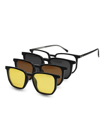 Lyria | Black Medium Full Rim Square Clip-on for Men [Clip-on]