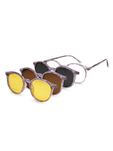 Aerion | Purple Texture Small Full Rim Round Clip-on for Men [Clip-on]
