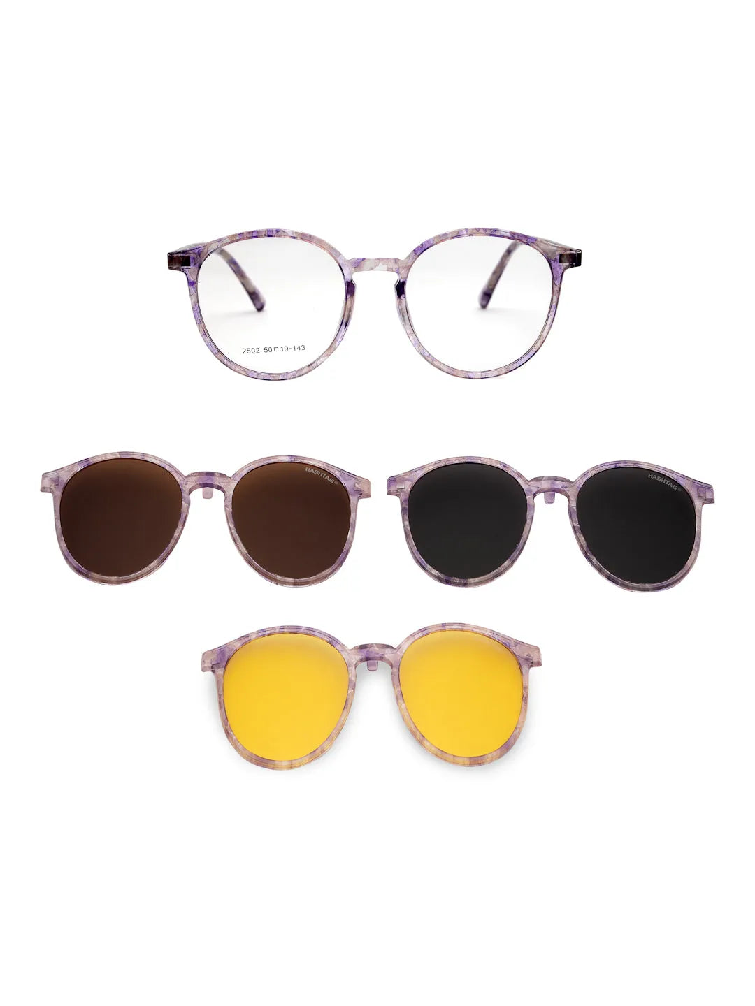 Aerion | Purple Texture Small Full Rim Round Clip-on for Men [Clip-on]