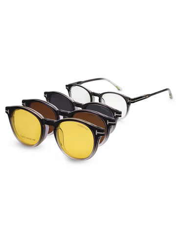Xalora | Gradient Black Small Full Rim Oval Clip-on for Men & Women [Clip-on]