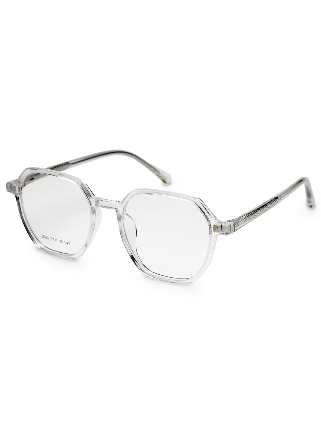 Nymora | Transparent Medium Full Rim Hexagonal Clip-on for Men [Clip-on]