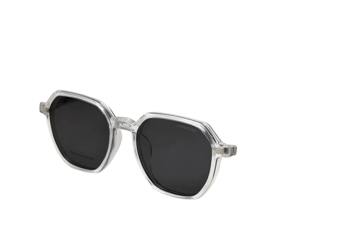 Nymora | Transparent Medium Full Rim Hexagonal Clip-on for Men [Clip-on]