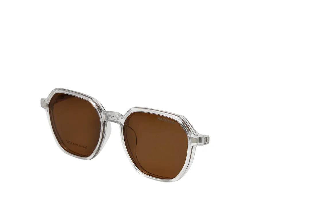 Nymora | Transparent Medium Full Rim Hexagonal Clip-on for Men [Clip-on]