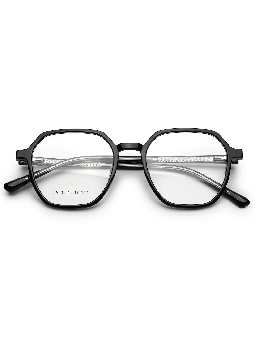 Nymora | Black Medium Full Rim Hexagonal Clip-on for Men [Clip-on]