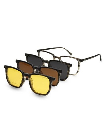 Lyria | Smoke Medium Full Rim Square Clip-on for Men [Clip-on]