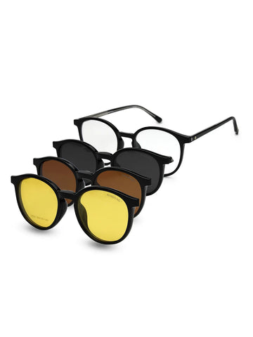 Aerion | Black Small Full Rim Round Clip-on for Men [Clip-on]