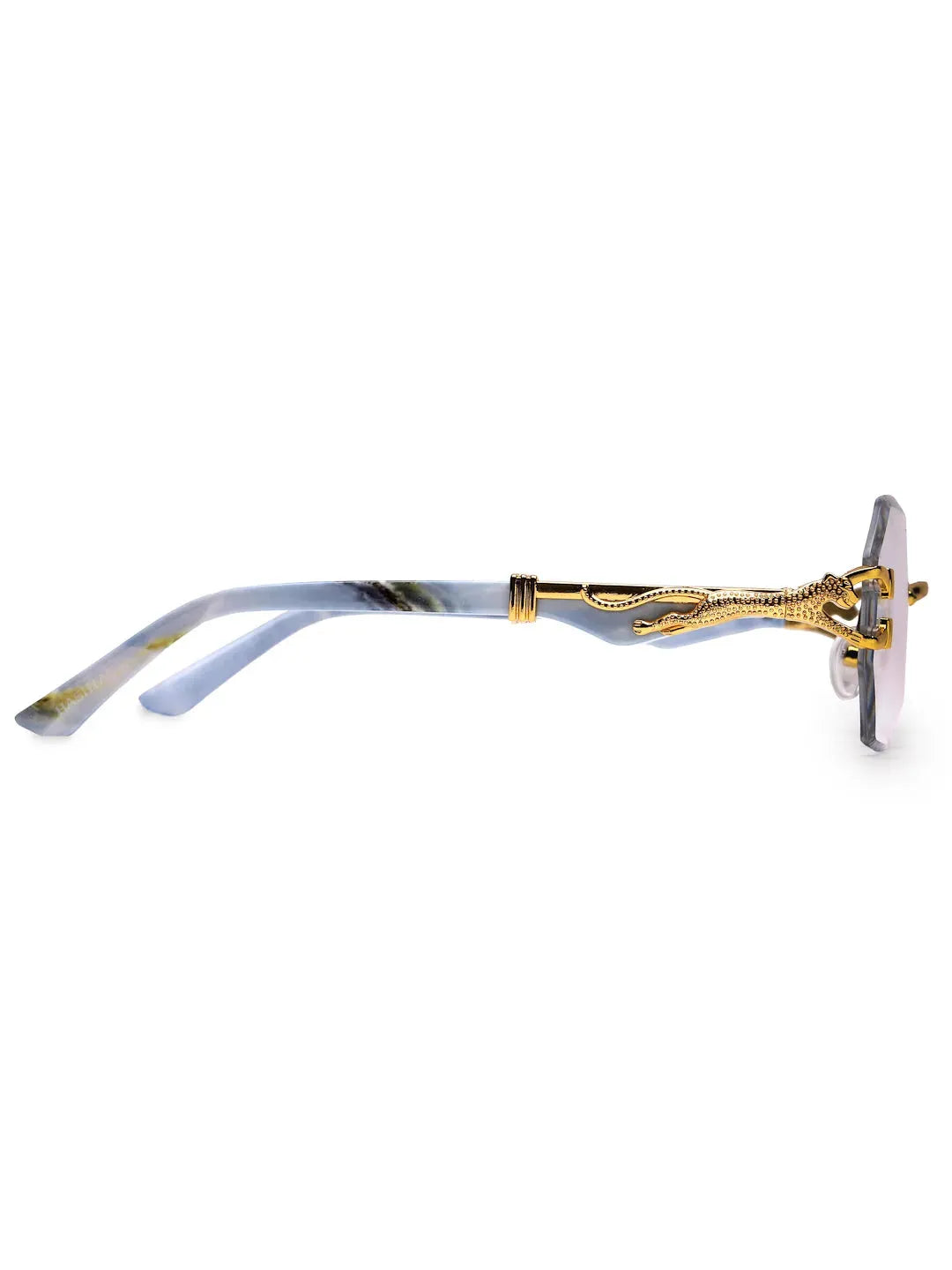 Astrolis | Golden Medium Rim Less Hexagonal Eyeglasses for Men [UV-protected]